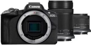 Canon EOS R50 Dual Lens Mirrorless Camera with 18-45mm and 55-210mm Lenses (Black) Open box Unused